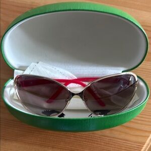 Kate Spade Red and Silver Sunglasses with Metallic Accents